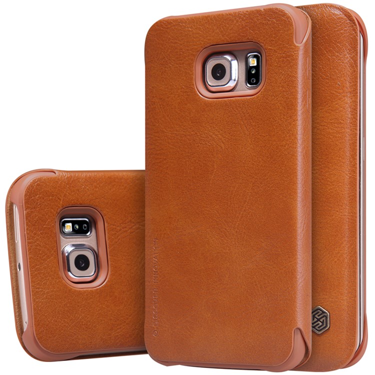 NILLKIN Qin Series Leather Card Holder Case for Samsung Galaxy S6 edge G925 - Brown-6