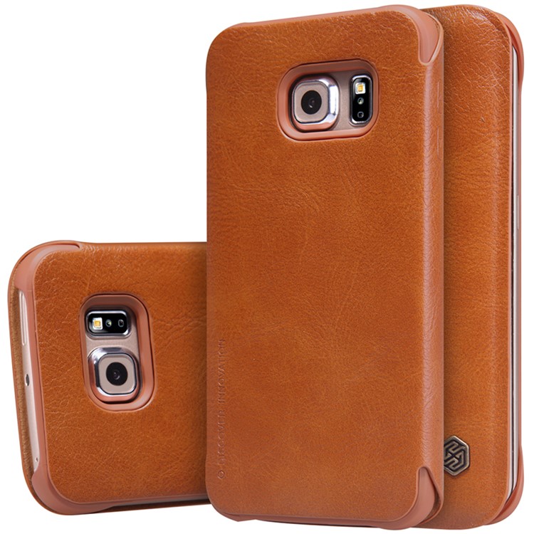 Nillkin Qin Series Case de Tarjetas de Cuero Para Samsung Galaxy S6 Edge G925 - Marrón-6