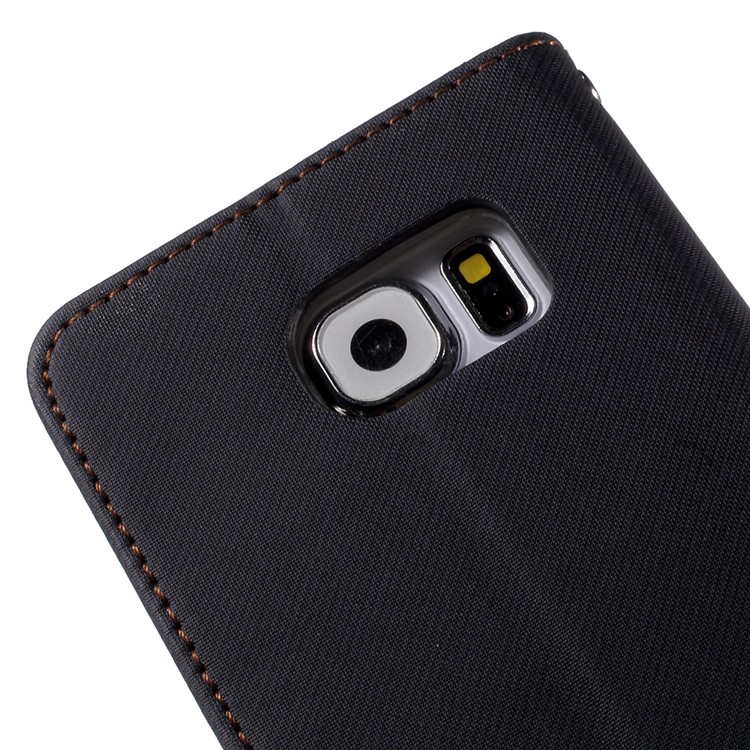 ROAR KOREA Twill Leather Wallet Case for Samsung Galaxy S6 G920 - Black-10