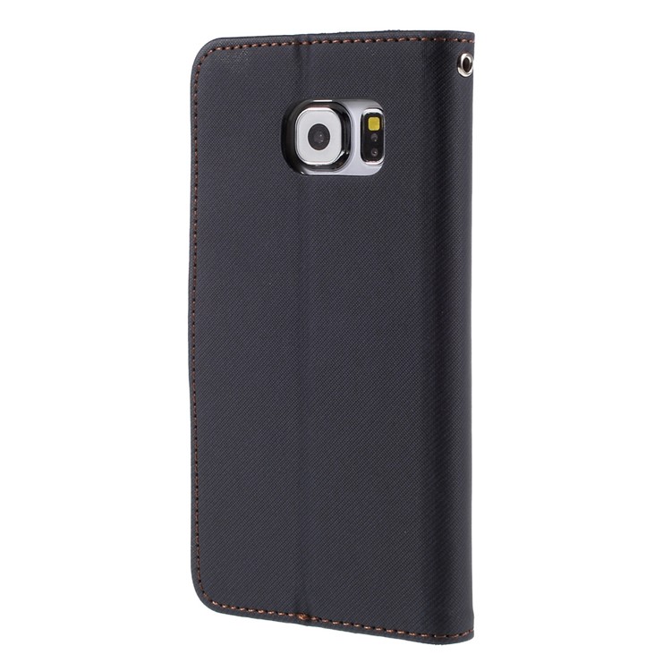 ROAR KOREA Twill Leather Wallet Case for Samsung Galaxy S6 G920 - Black-2