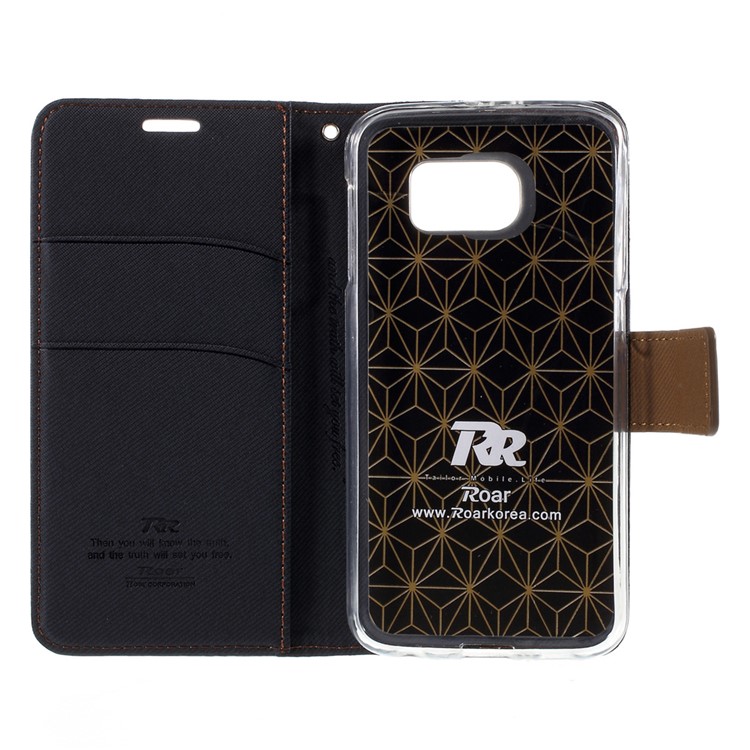 ROAR KOREA Twill Leather Wallet Case for Samsung Galaxy S6 G920 - Black-7