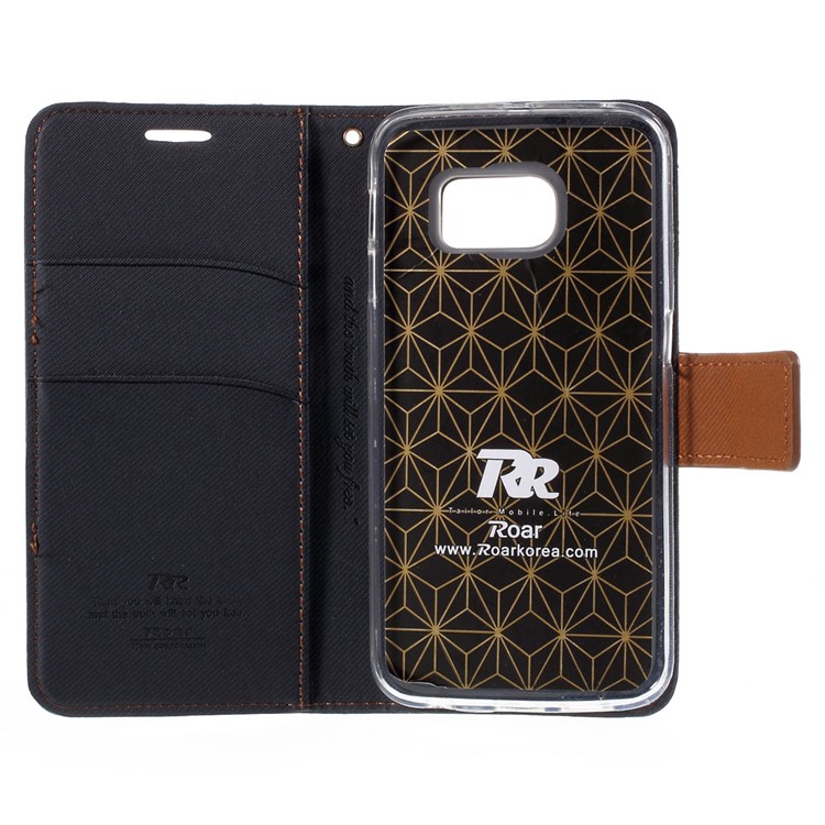 ROAR KOREA for Samsung Galaxy S6 edge G925 Twill Leather Case Flip Cover - Black-10
