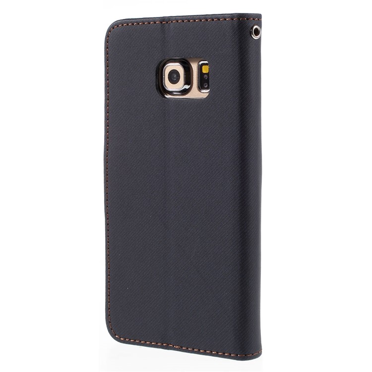 ROAR KOREA for Samsung Galaxy S6 edge G925 Twill Leather Case Flip Cover - Black-2