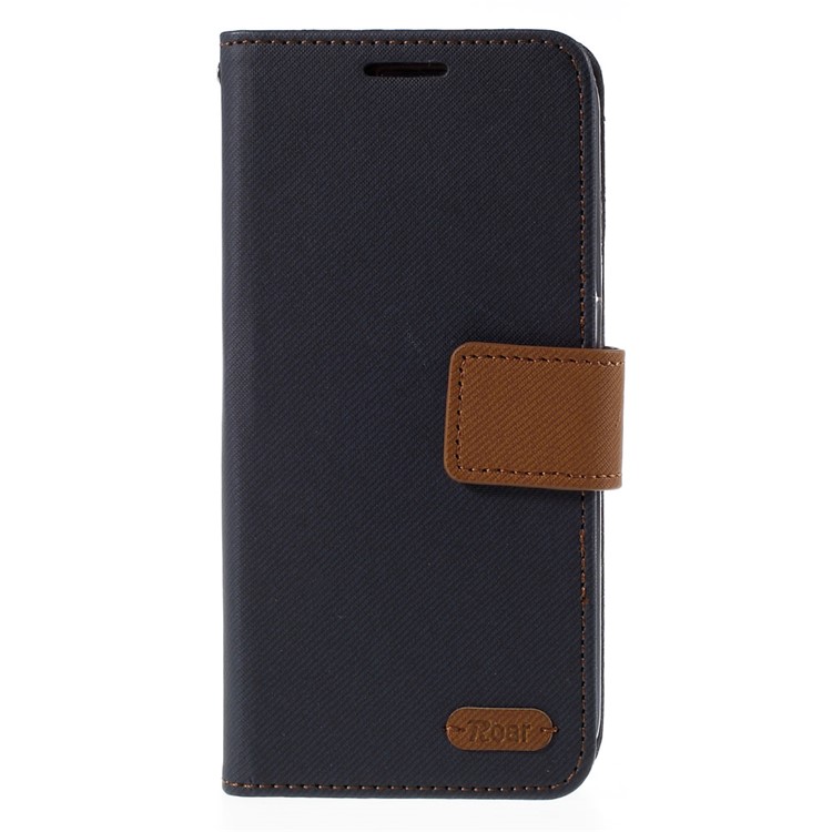 ROAR KOREA for Samsung Galaxy S6 edge G925 Twill Leather Case Flip Cover - Black-3