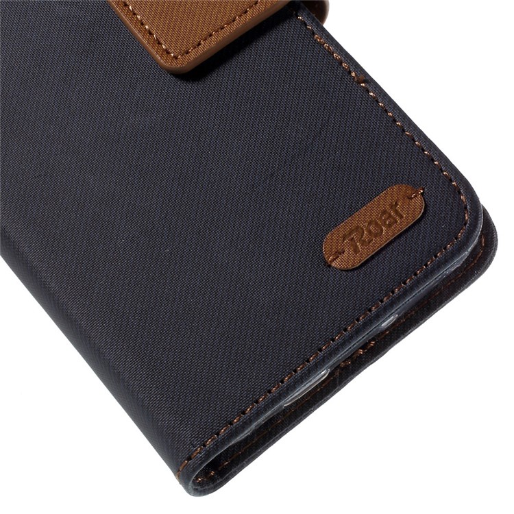 ROAR KOREA for Samsung Galaxy S6 edge G925 Twill Leather Case Flip Cover - Black-8
