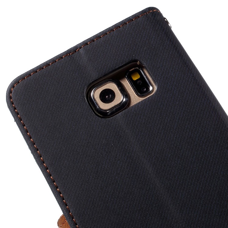 ROAR KOREA for Samsung Galaxy S6 edge G925 Twill Leather Case Flip Cover - Black-9