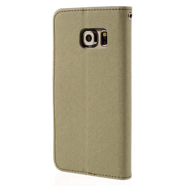 ROAR KOREA Twill Leather Cover for Samsung Galaxy S6 edge G925 Retro Style - Khaki-2