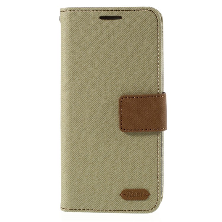 ROAR KOREA Twill Leather Cover for Samsung Galaxy S6 edge G925 Retro Style - Khaki-3
