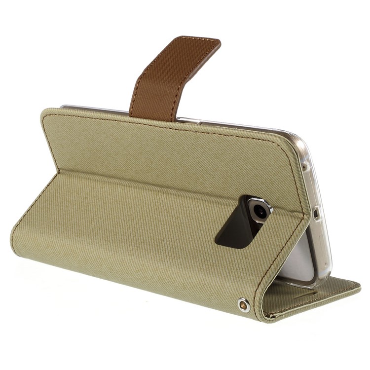ROAR KOREA Twill Leather Cover for Samsung Galaxy S6 edge G925 Retro Style - Khaki-5