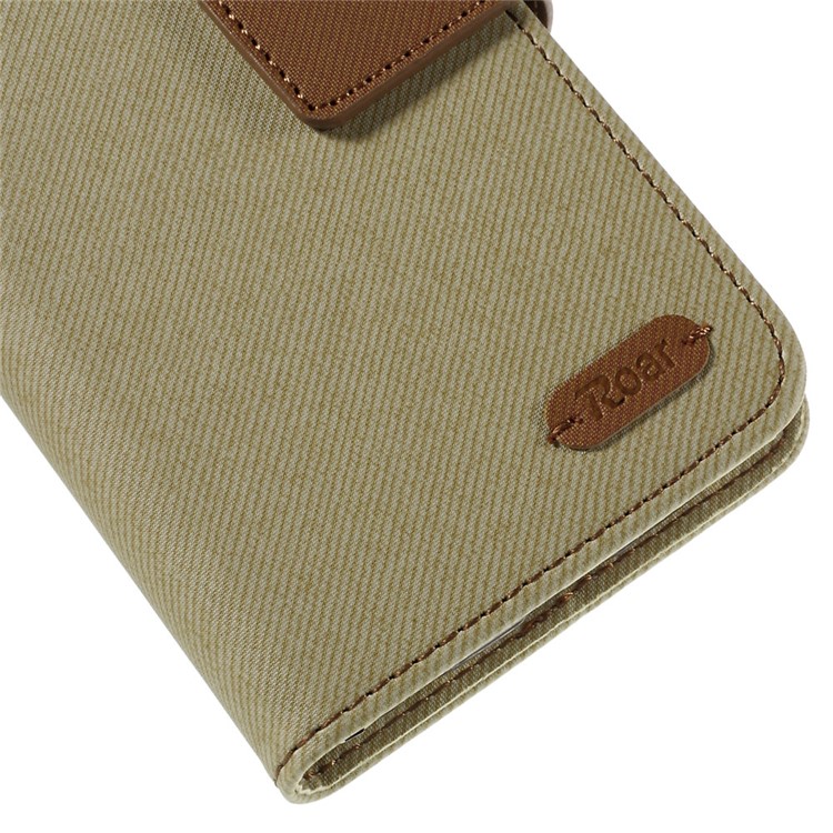 ROAR KOREA Twill Leather Cover for Samsung Galaxy S6 edge G925 Retro Style - Khaki-7
