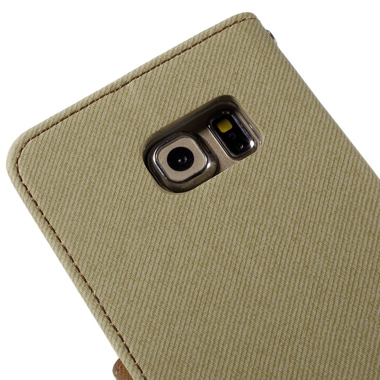 ROAR KOREA Twill Leather Cover for Samsung Galaxy S6 edge G925 Retro Style - Khaki-8