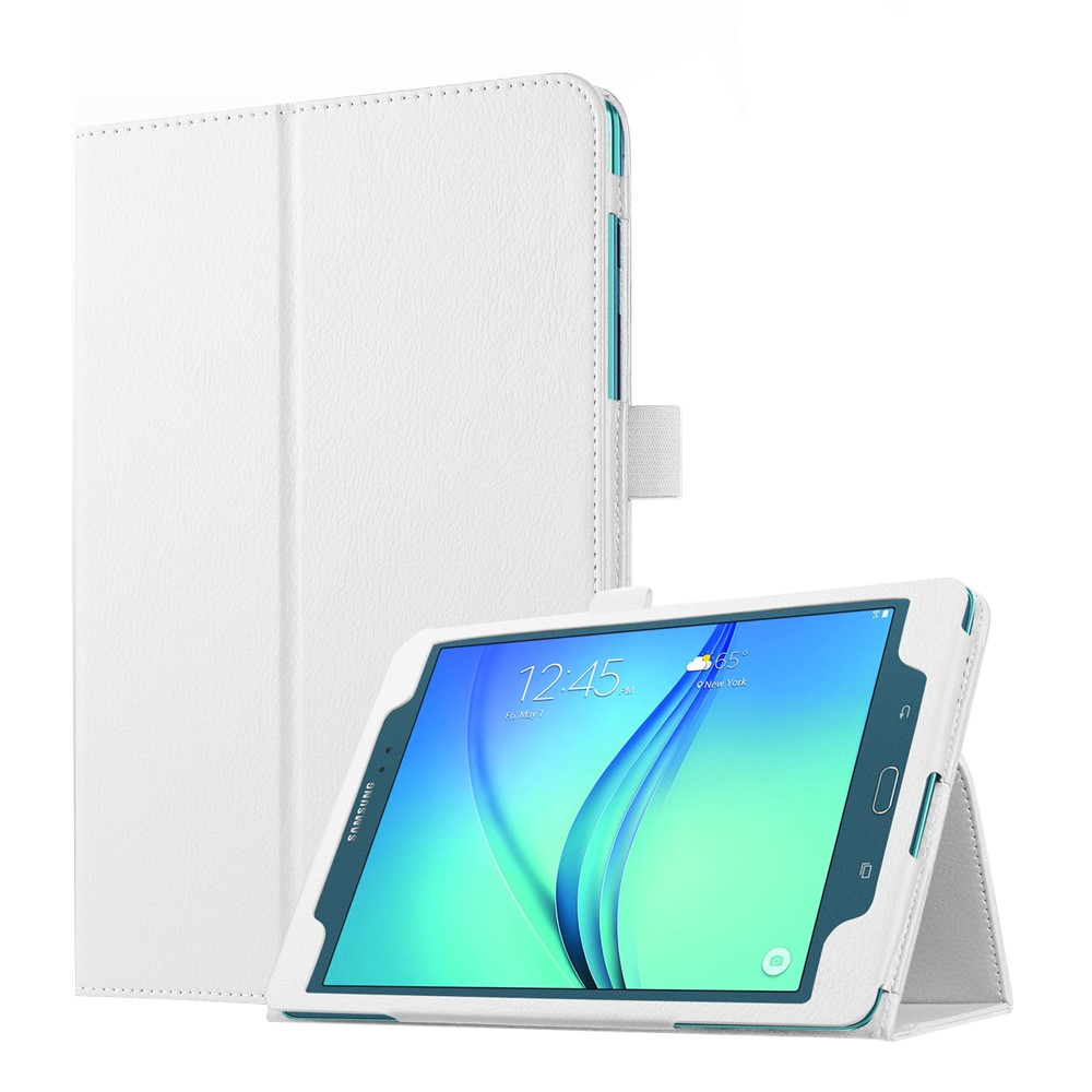 Litchi Skin Leather Cover for Samsung Galaxy Tab A 9.7 T550 T555 with Stand - White-1