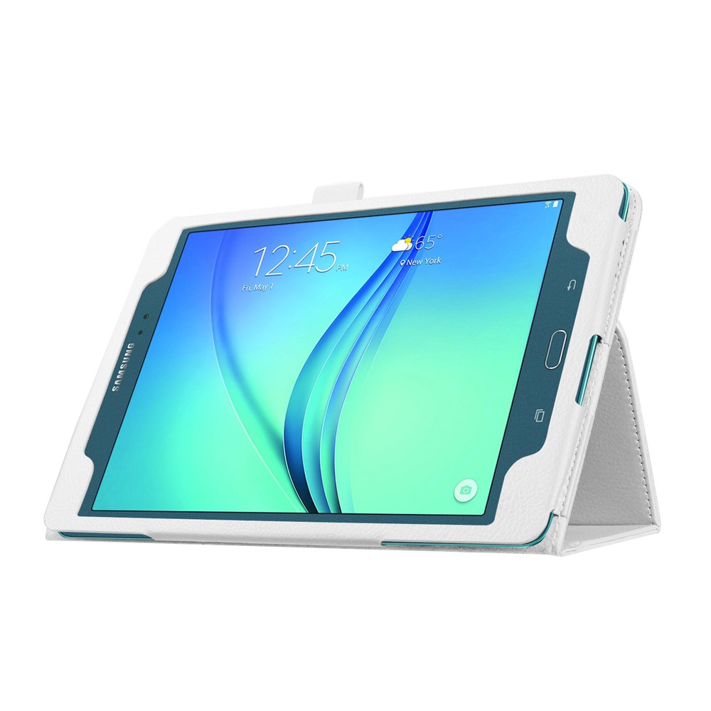 Litchi Skin Leather Cover for Samsung Galaxy Tab A 9.7 T550 T555 with Stand - White-5