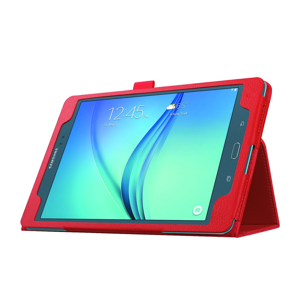 Couvercle de Support en Cuir Litchi Skin Pour Samsung Galaxy Tab A 9,7 T550 T555 - Rouge-5