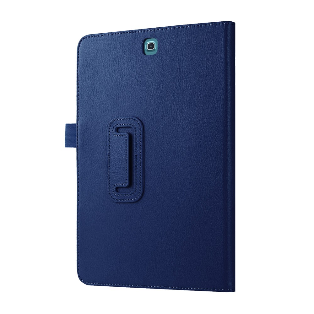 Litchi Skin Folio le Cuir Stand Casse Pour Samsung Galaxy Tab A 9,7 T550 T555 - Bleu Foncé-3