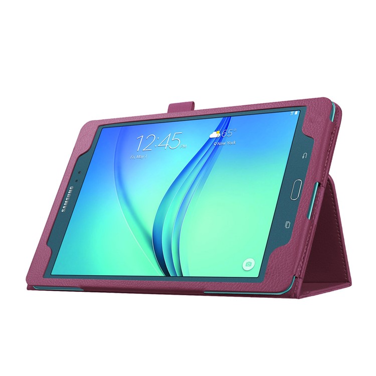 Litchi Skin Stand Leather Folio Cover for Samsung Galaxy Tab A 9.7 T550 T555 - Purple-4