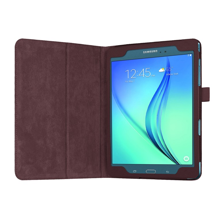 Litchi Skin Stand Leather Folio Case for Samsung Galaxy Tab A 9.7 T550 T555 - Brown-4