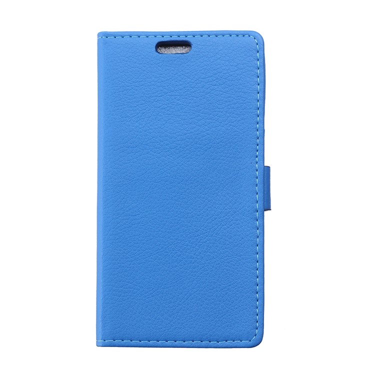 Litchi Skin Magnetic Leather Stand Cover for Samsung Galaxy Xcover 3 SM-G388F - Blue-1