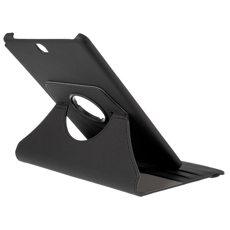 Cloth Grain Leather Rotary Stand Shell for Samsung Galaxy Tab A 9.7 T550 T555 - Black-7
