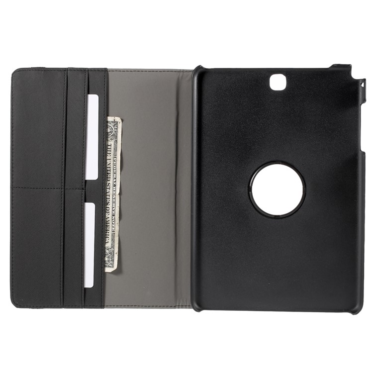 Cloth Grain Leather Rotary Stand Shell for Samsung Galaxy Tab A 9.7 T550 T555 - Black-8