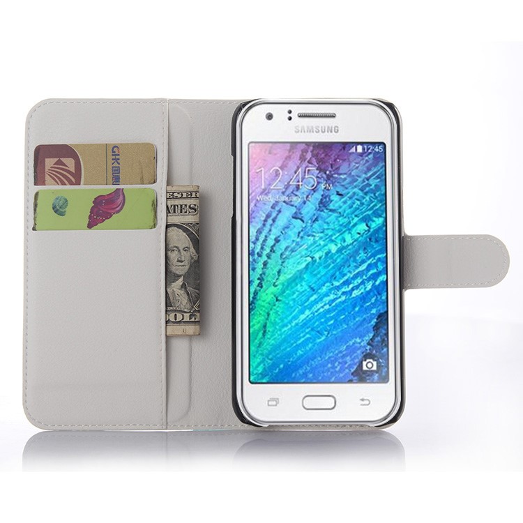 Litchi Skin Leather Wallet Cover for Samsung Galaxy J5 SM-J500F - White-3