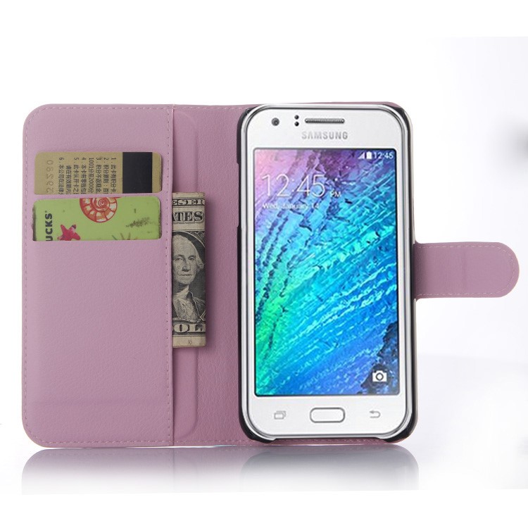 Litchi Skin Leather Wallet Case Cover for Samsung Galaxy J5 SM-J500F - Pink-3