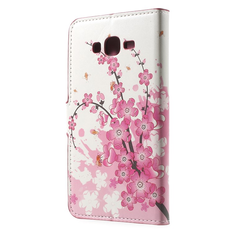Pink Plum Blossom Card Holder Leatherette Cover for Samsung Galaxy J7 SM-J700F-2