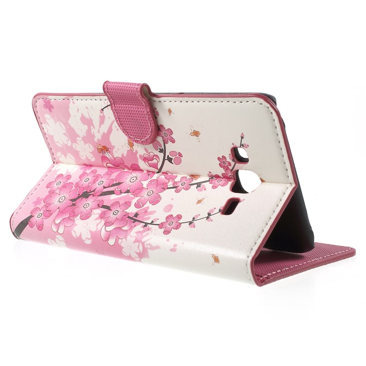 Pink Plum Blossom Card Holder Leatherette Cover for Samsung Galaxy J7 SM-J700F-3