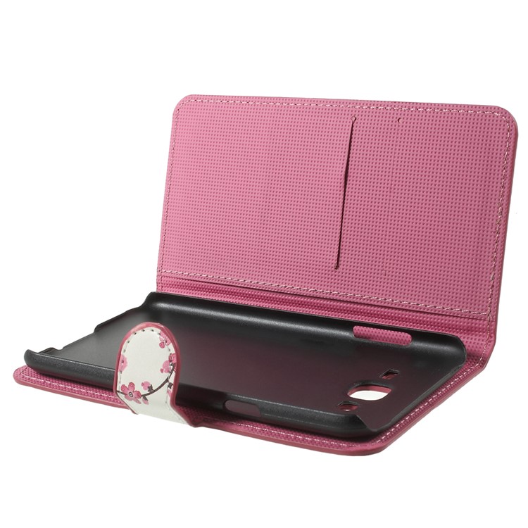 Pink Plum Blossom Card Holder Leatherette Cover for Samsung Galaxy J7 SM-J700F-4