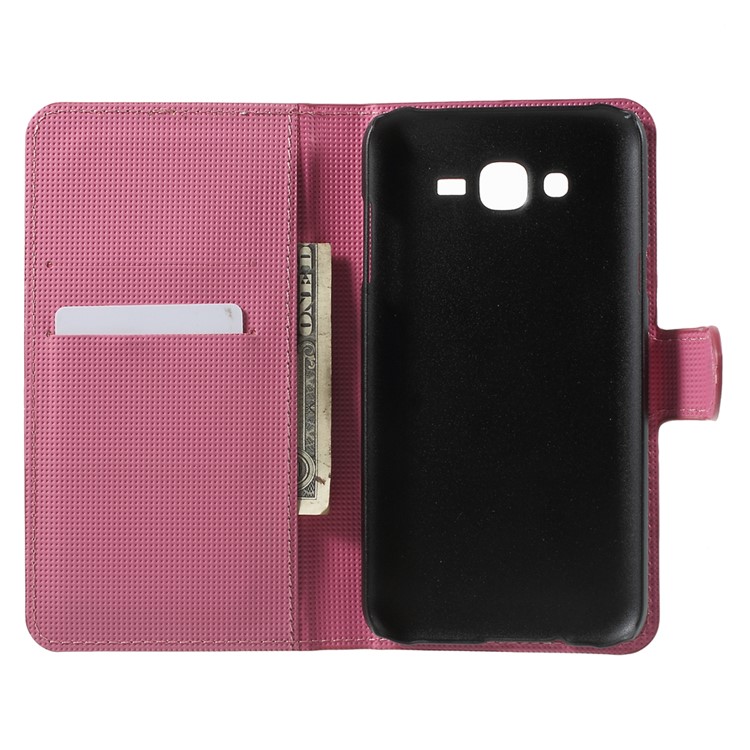 Pink Plum Blossom Card Holder Leatherette Cover for Samsung Galaxy J7 SM-J700F-5