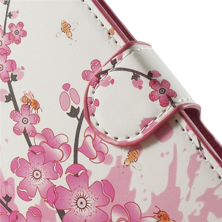 Pink Plum Blossom Card Holder Leatherette Cover for Samsung Galaxy J7 SM-J700F-7