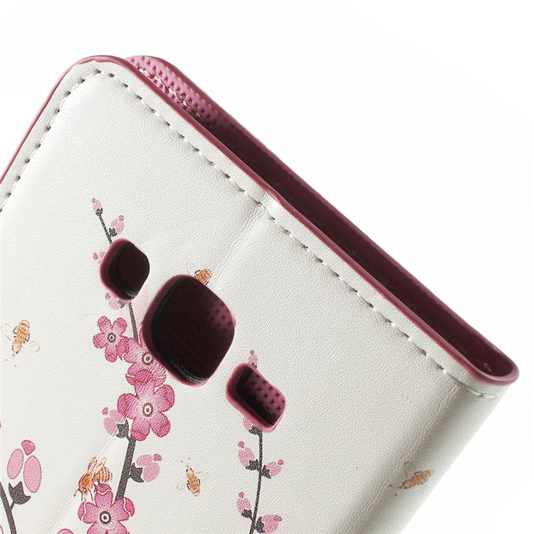 Pink Plum Blossom Card Holder Leatherette Cover for Samsung Galaxy J7 SM-J700F-8