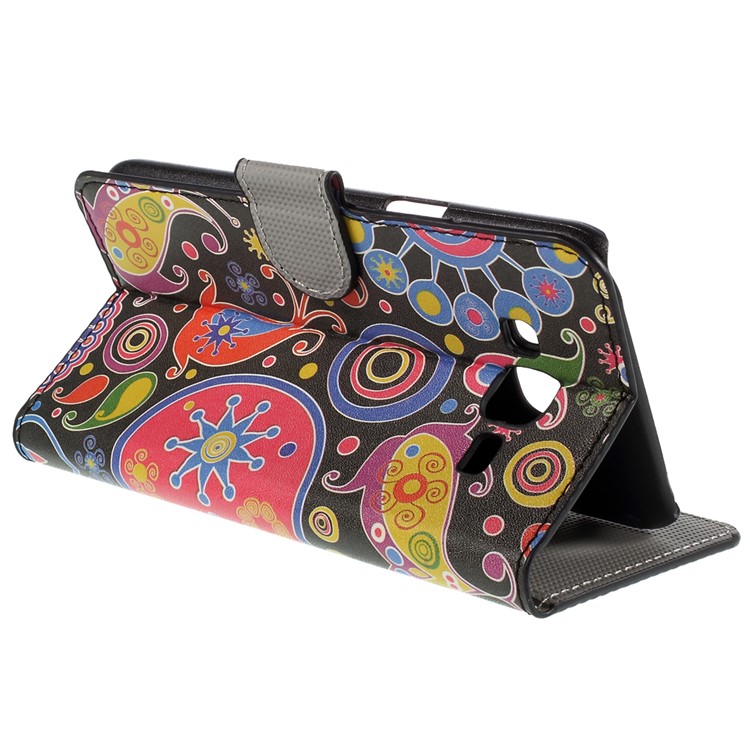 Paisley Flowers Leather Wallet Case for Samsung Galaxy J5 SM-J500F-5
