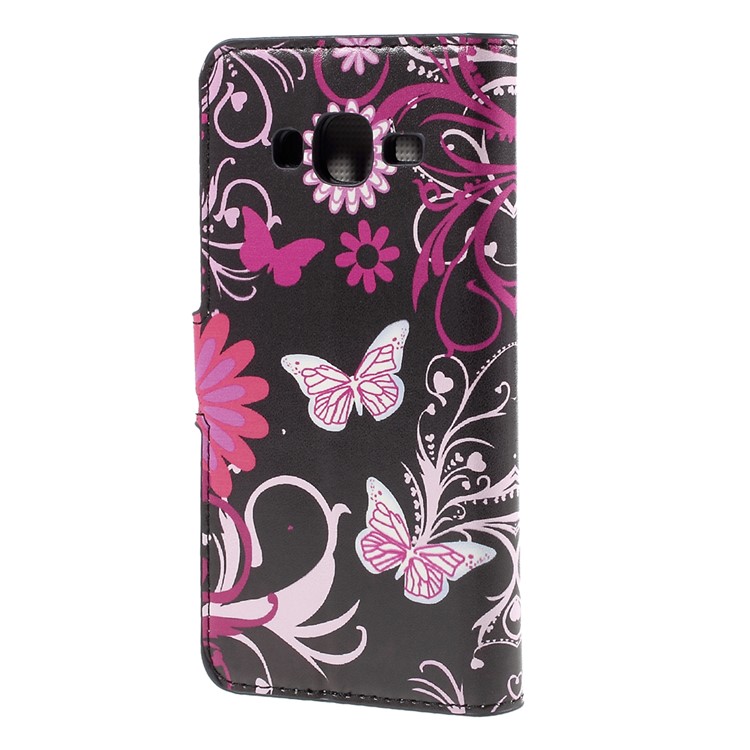 Butterfly Flowers Wallet Leather Stand Cover for Samsung Galaxy J5 SM-J500F-2