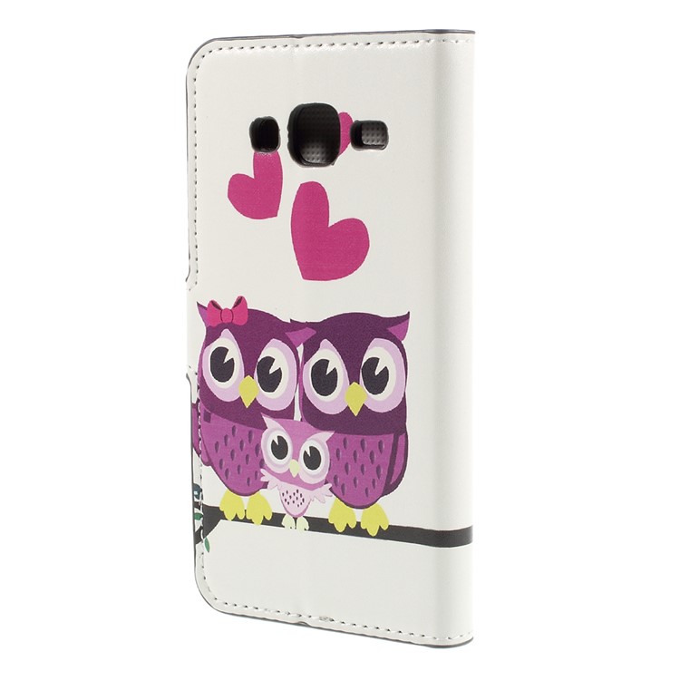 Three Owls and Hearts PU Leather Stand Cover for Samsung Galaxy J5 SM-J500F-2