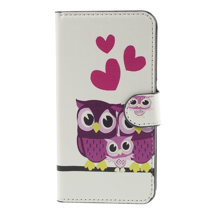 Three Owls and Hearts PU Leather Stand Cover for Samsung Galaxy J5 SM-J500F-3