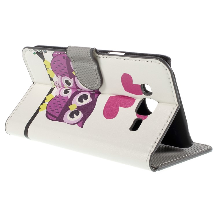 Three Owls and Hearts PU Leather Stand Cover for Samsung Galaxy J5 SM-J500F-5