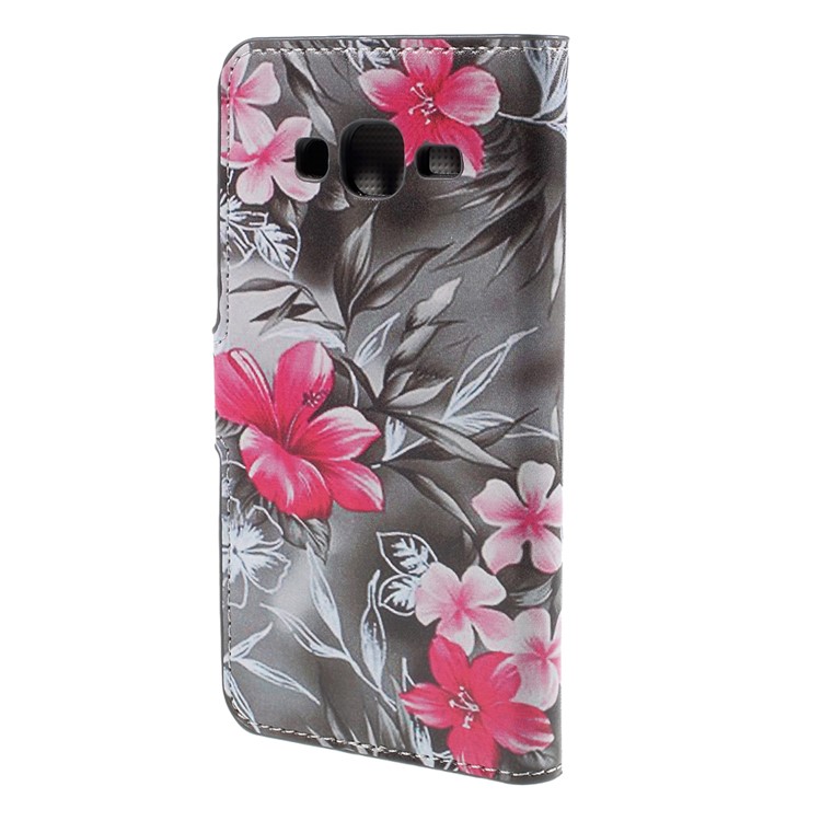 Red Flowers Magnetic Leather Card Holder Cover for Samsung Galaxy J5 SM-J500F-2