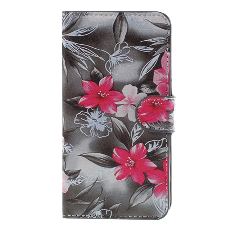 Red Flowers Magnetic Leather Card Holder Cover for Samsung Galaxy J5 SM-J500F-3