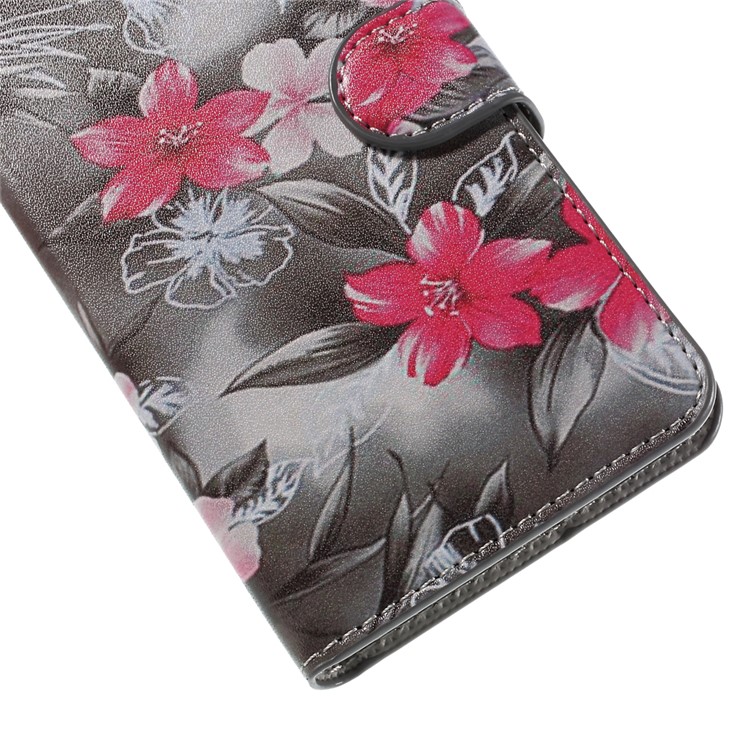Red Flowers Magnetic Leather Card Holder Cover for Samsung Galaxy J5 SM-J500F-7