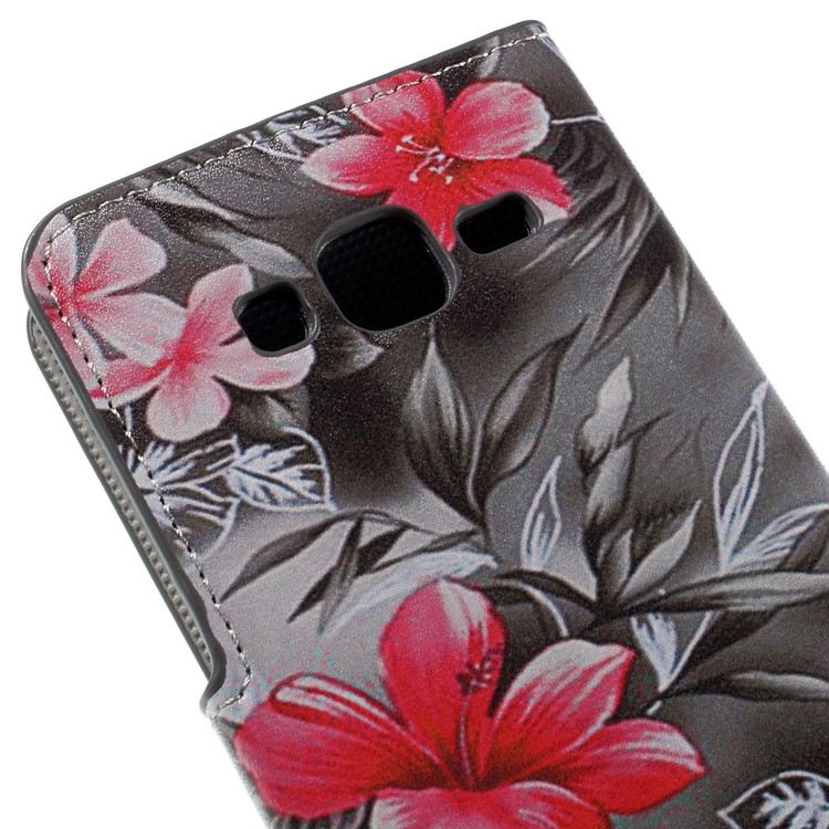 Red Flowers Magnetic Leather Card Holder Cover for Samsung Galaxy J5 SM-J500F-9