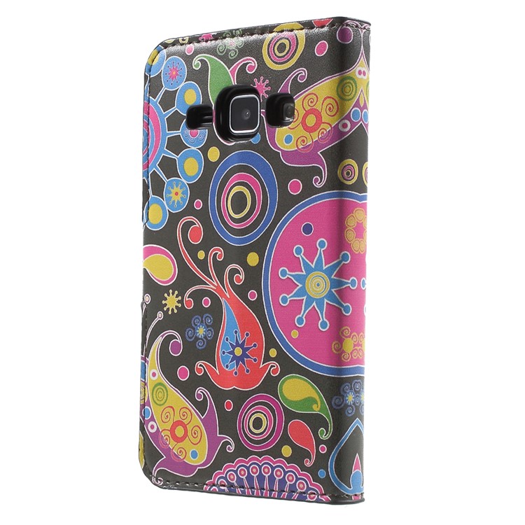 Paisley Flowers Magnetic Leather Stand Cover for Samsung Galaxy J1 / J1 4G-2