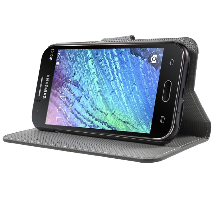 Paisley Flowers Magnetic Leather Stand Cover for Samsung Galaxy J1 / J1 4G-3