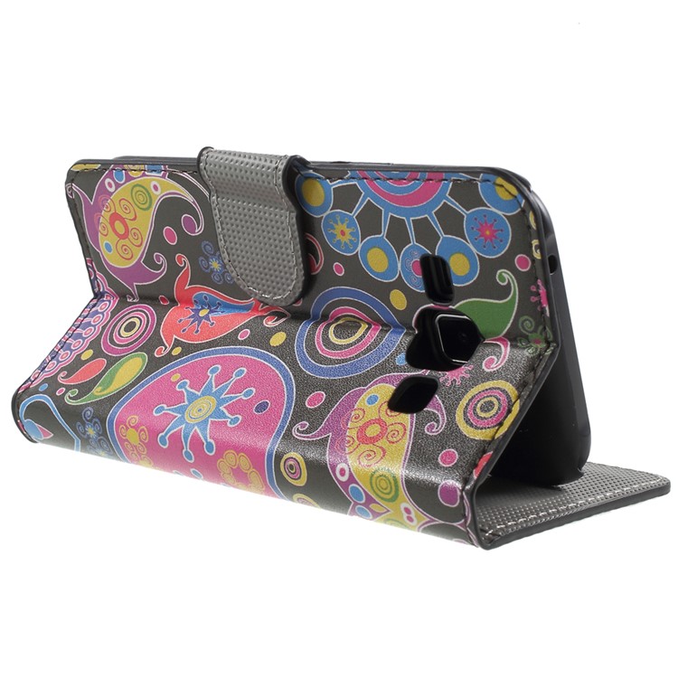 Paisley Flowers Magnetic Leather Stand Cover for Samsung Galaxy J1 / J1 4G-4