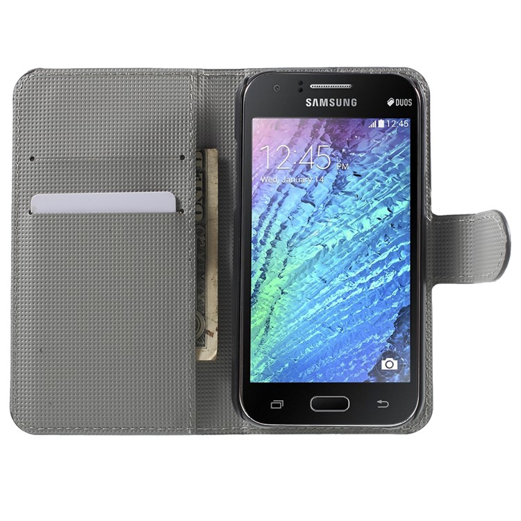 Paisley Flowers Magnetic Leather Stand Cover for Samsung Galaxy J1 / J1 4G-5