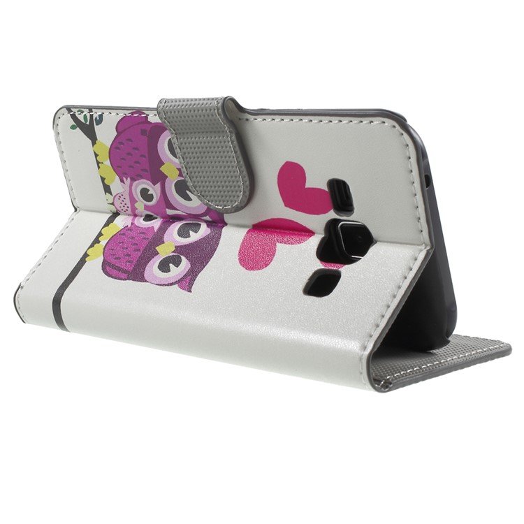 Three Owls and Hearts Leather Card Holder Case for Samsung Galaxy J1 / J1 4G-4