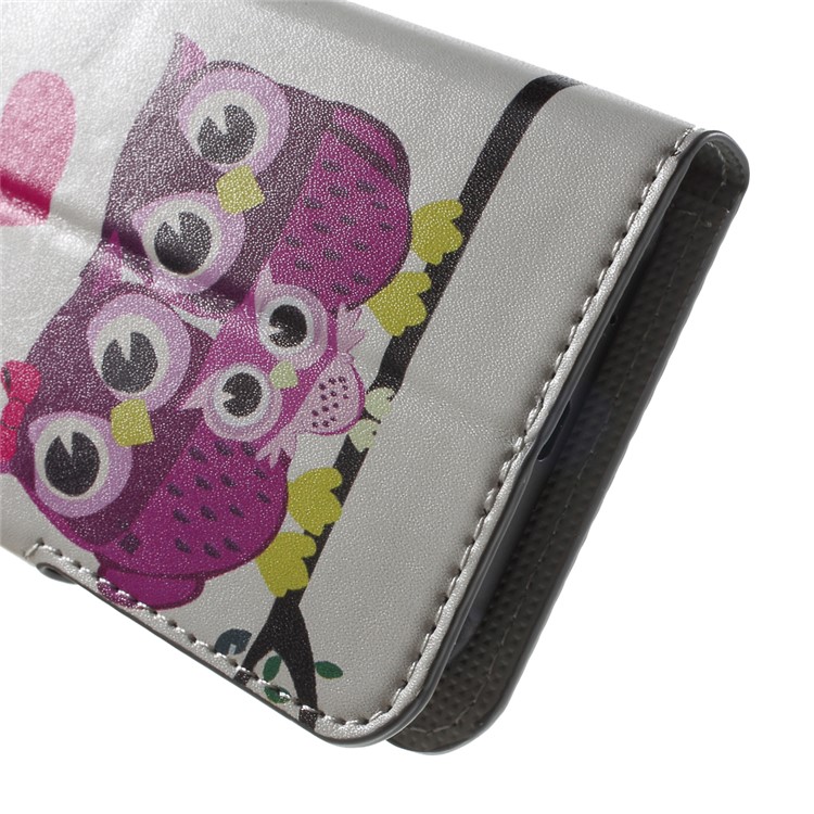 Three Owls and Hearts Leather Card Holder Case for Samsung Galaxy J1 / J1 4G-8