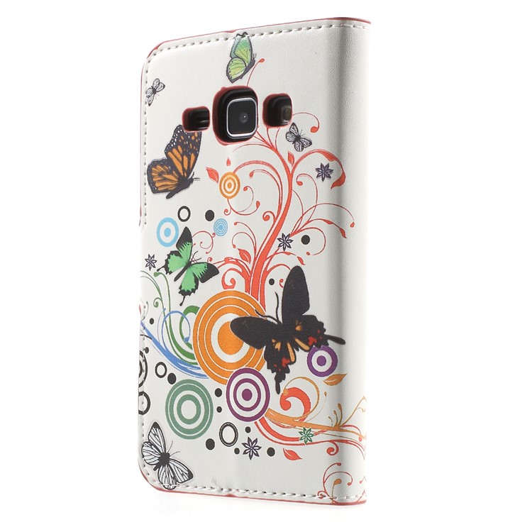Butterfly Circles Stand Leather Magnetic Cover for Samsung Galaxy J1 / J1 4G-2