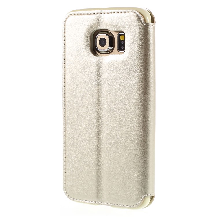 ROAR CORÉIA Noble View Window Leather Cover para Samsung Galaxy S6 edge G925 - champanhe-2