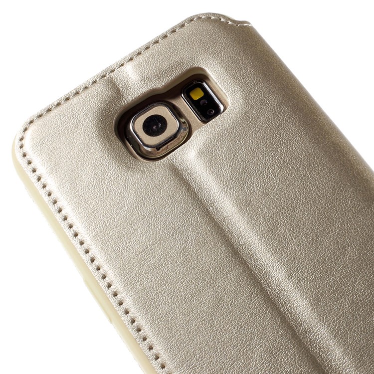 ROAR CORÉIA Noble View Window Leather Cover para Samsung Galaxy S6 edge G925 - champanhe-9